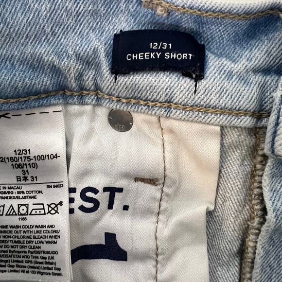 Gap Denim Womens Cheeky Shorts 12/31 Blue Light Wash Denim Cutoffs Button Fly - Picture 4 of 6